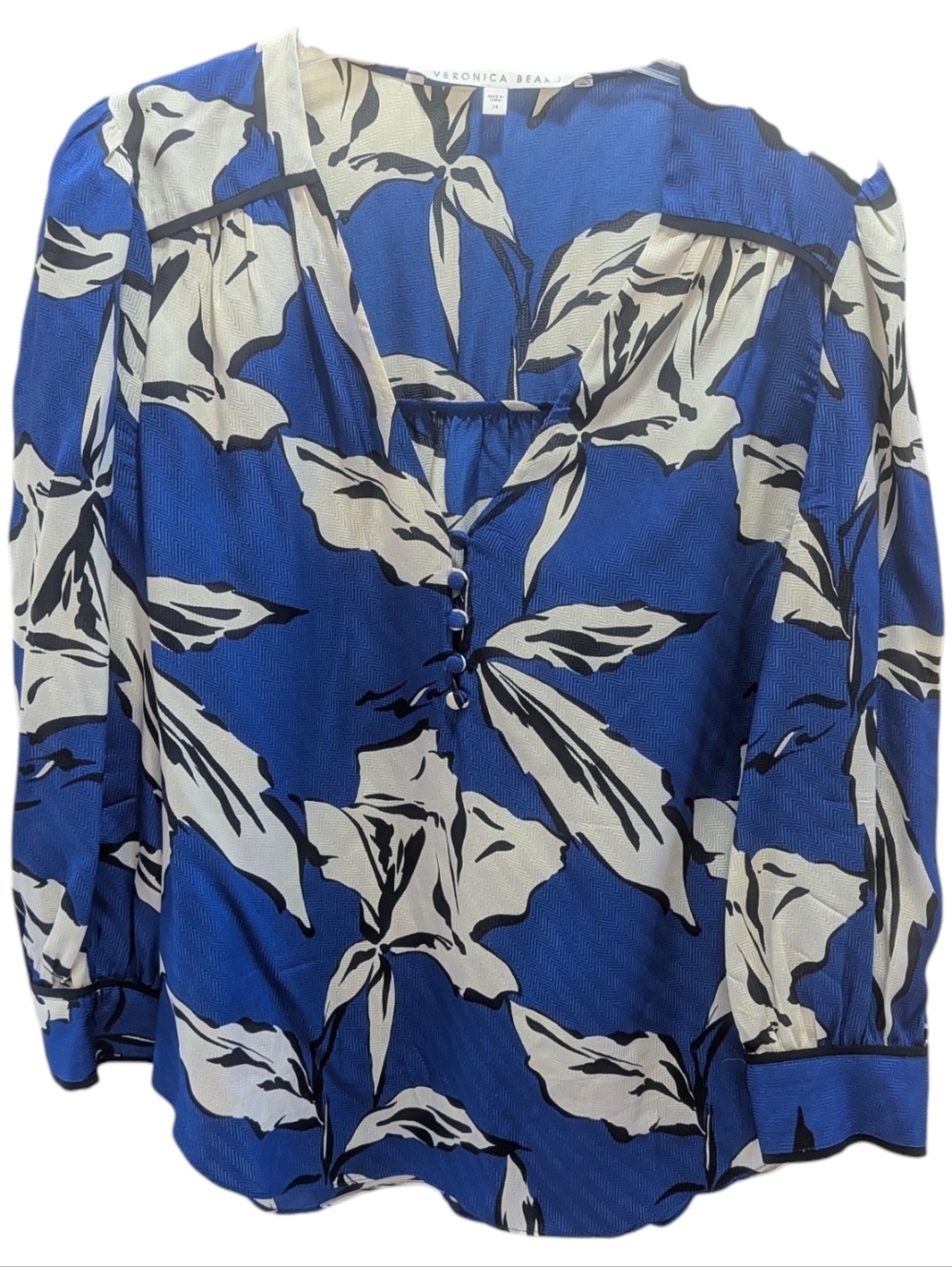 Veronica Beard Milan Top Blue Floral Size 14